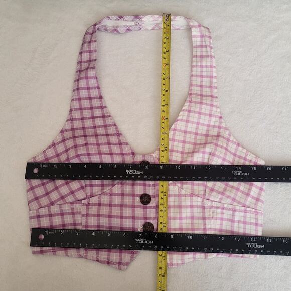 ALT Sabrina Carpenter Lavender Fog Purple Plaid Halter Top Vest‎ Sz M Boho NWOT - Picture 6 of 7